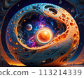 Futuristic space with planets 113214339