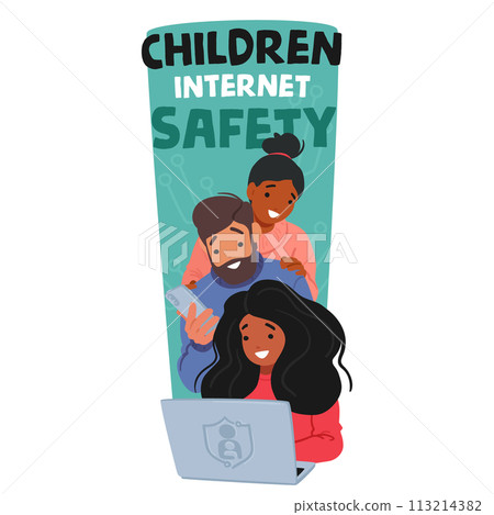 Parent Characters Actively Monitor And Control Their Child Pc Usage, Implementing Filters And Time Limits To Ensure Safe 113214382