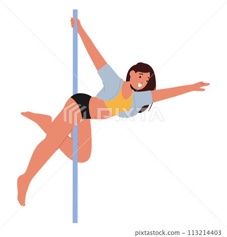 Captivating Pole Dancer Character In Vibrant Attire, Gracefully Moves With Mesmerizing Fluidity, Commanding Attention Captivating Pole Dancer Character In Vibrant Attire, Gracefully Moves With Mesmerizing Fluidity, Commanding Attention 113214403