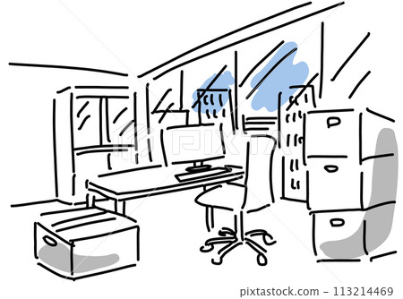 辦公室動景簡單線描 113214469