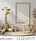cute bear and toys on wooden table 113214777