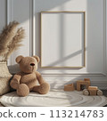 brown bear doll on window sill 113214783