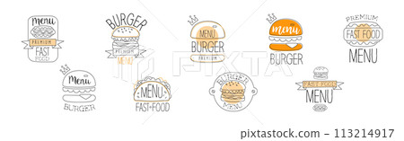 Fast Food Restaurant Menu Logo and Label Vector Set Fast Food Restaurant Menu Logo and Label Vector Set 113214917
