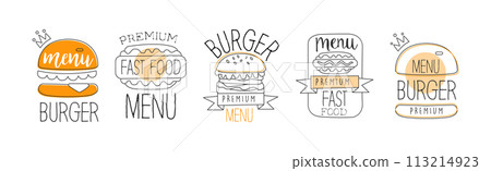 Fast Food Restaurant Menu Logo and Label Vector Set Fast Food Restaurant Menu Logo and Label Vector Set 113214923