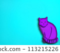 Purple striped cat on a light blue background 113215226