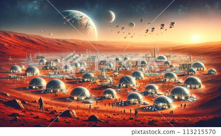 A city stained in sunset 113215570