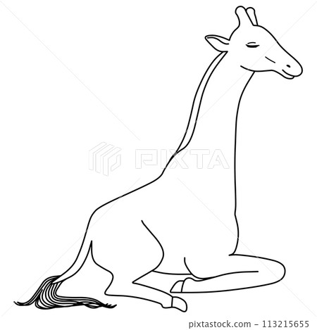 Line drawing of a sitting giraffe lying sideways (no pattern) Line drawing of a sitting giraffe lying sideways (no pattern) 113215655