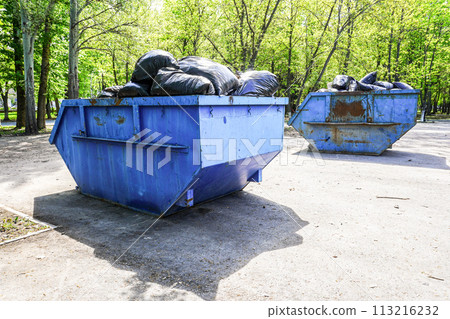 Big metal garbage containers for waste 113216232
