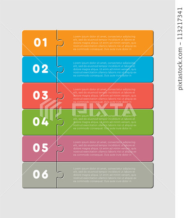Six piece line infographic jigsaw puzzle process 113217341
