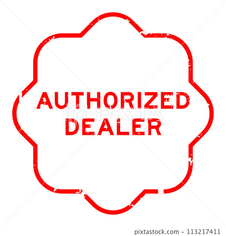 Grunge red authorized dealer word rubber seal stamp on white background 113217411