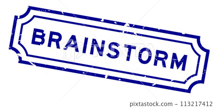Grunge blue brainstorm word rubber seal stamp on white background 113217412