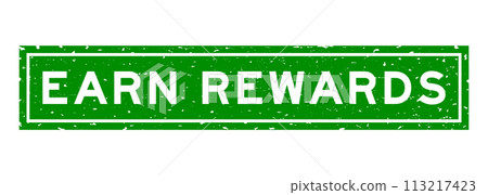 Grunge green earn rewards word square rubber seal stamp on white background Grunge green earn rewards word square rubber seal stamp on white background 113217423