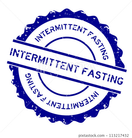 Grunge blue intermittent fasting word round rubber seal stamp on white background Grunge blue intermittent fasting word round rubber seal stamp on white background 113217432