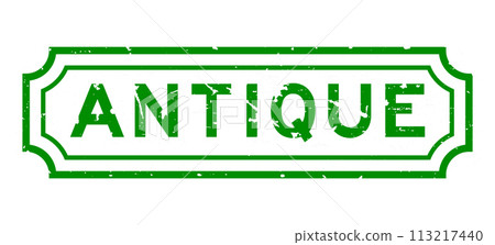 Grunge green antique word rubber seal stamp on white background 113217440