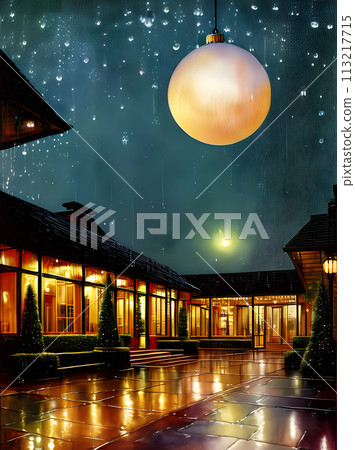 Christmas ball POV rain watercolours neutral colors. 113217715