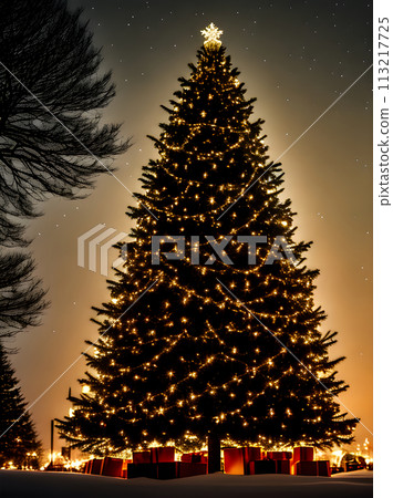 Christmas tree long shot dark poster neutral. 113217725