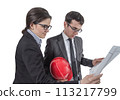 Couple of architects revising house project 113217799