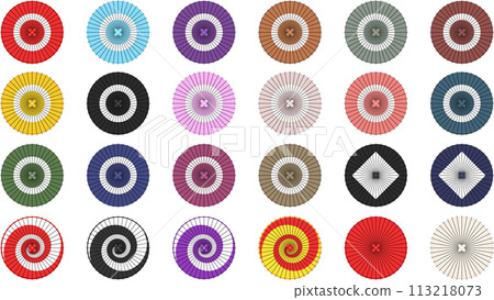 Japanese umbrella, Janome umbrella, colorful Japanese umbrellas viewed from directly above 113218073