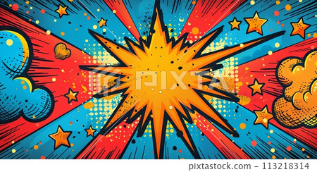 Pop art comic style pattern. Comic book style...-插圖素材 [113218314] - PIXTA圖庫