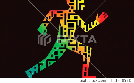 Human QR Code (a person as flat as a QR code): AI/digital-thinking human Human QR Code (a person as flat as a QR code): AI/digital-thinking human 113218538