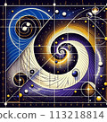 Outer space golden ratio black hole color illustration 113218814