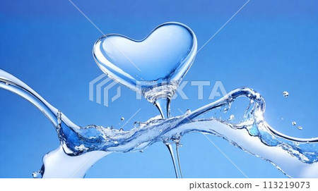 Blue heart shaped water 113219073