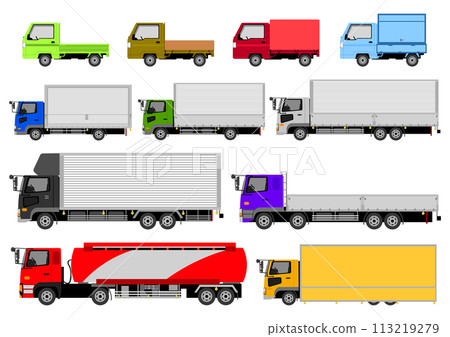 各種尺寸卡車的插圖集 各種尺寸卡車的插圖集 113219279