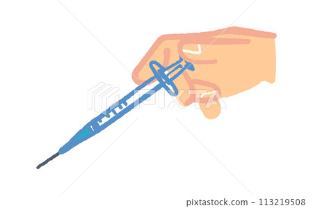 Illustration material of a hand holding a syringe 113219508