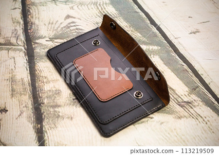 Wallet made of genuine leather, photo for the catalog of an e-commerce store on a social network Wallet made of genuine leather, photo for the catalog of an e-commerce store on a social network 113219509