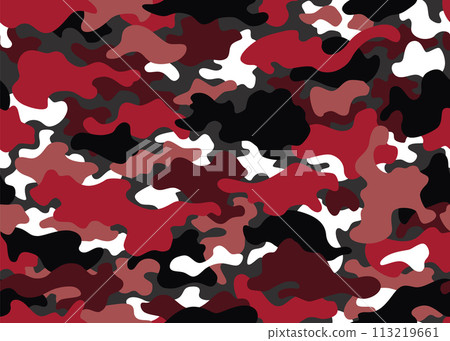 Camouflage texture seamless pattern. Abstract modern camo background for fabric and fashion textile print. Woodland style. Textures of classic clothing in masking style Camouflage texture seamless pattern. Abstract modern camo background for fabric and fashion textile print. Woodland style. Textures of classic clothing in masking style 113219661