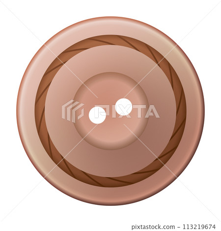 Sewing button icon, isolated on white. Circular button for clothes, art or crafts. Fashion and needlework. Vector isolated illustration 113219674