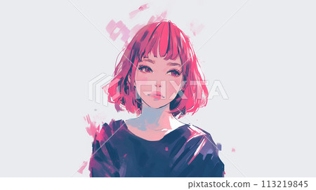 可愛的女性肖像 113219845