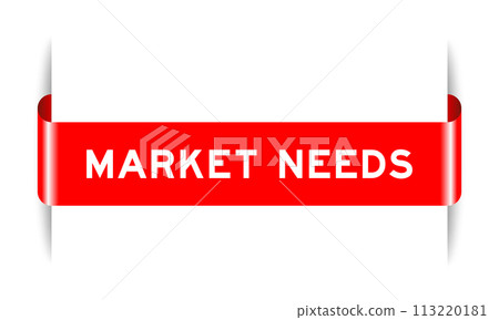 Red color inserted label banner with word market needs on white background Red color inserted label banner with word market needs on white background 113220181