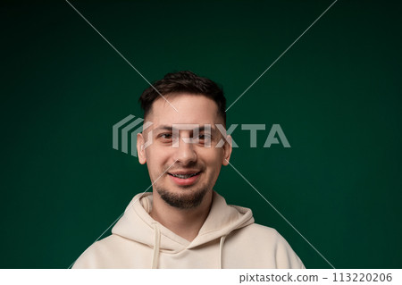 Smiling Man in White Hoodie Smiling Man in White Hoodie 113220206