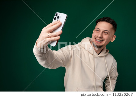 Man Taking Selfie With Cell Phone Man Taking Selfie With Cell Phone 113220207