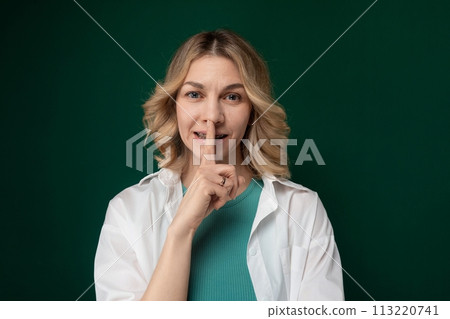 Woman Making a Hush Gesture 113220741