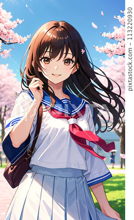 櫻花暴風雪中的高中女生 - 入學/畢業照 櫻花暴風雪中的高中女生 - 入學/畢業照 113220930