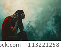 A lonely depressed man. Sad thoughts 113221258