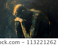 A lonely man sitting and hugging his knees. Depressed male character. Sad thoughts 113221262
