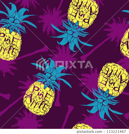 Vector Seamless Pattern with Pineapples 113221467