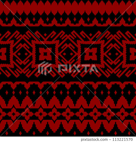 red ethnic carpet seamless pattern, hand drawn 113221570