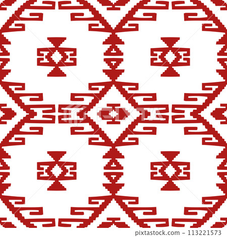 ethnic kazakh carpet seamless pattern, hand drawn ethnic kazakh carpet seamless pattern, hand drawn 113221573