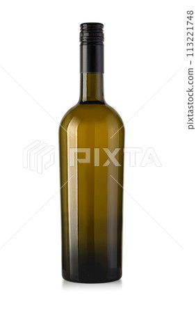 green wine bottle with black screw cap 113221748
