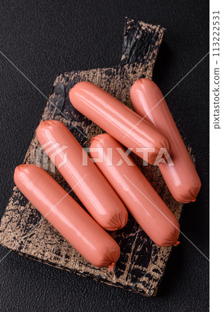 Delicious fresh vegetarian sausage or sausage made from vegetable protein tofu or seitan Delicious fresh vegetarian sausage or sausage made from vegetable protein tofu or seitan 113222531