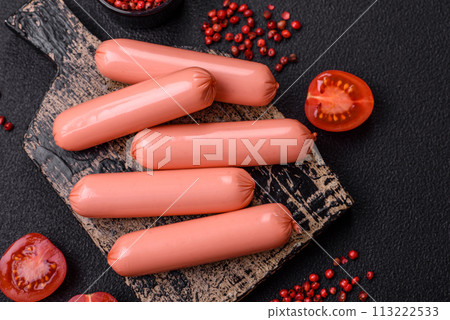Delicious fresh vegetarian sausage or sausage made from vegetable protein tofu or seitan Delicious fresh vegetarian sausage or sausage made from vegetable protein tofu or seitan 113222533