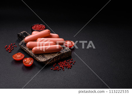 Delicious fresh vegetarian sausage or sausage made from vegetable protein tofu or seitan legumes Delicious fresh vegetarian sausage or sausage made from vegetable protein tofu or seitan legumes 113222535