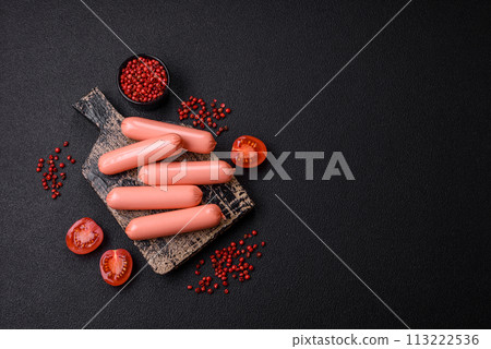 Delicious fresh vegetarian sausage or sausage made from vegetable protein tofu or seitan 113222536