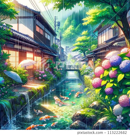 Rainy hot spring town Rainy hot spring town 113222682