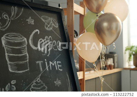 Offer of the day on blackboard in cafe Offer of the day on blackboard in cafe 113222752