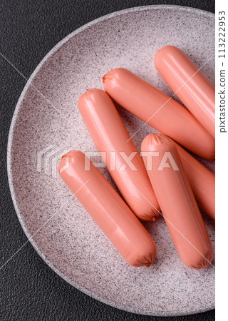 Delicious fresh vegetarian sausage or sausage made from vegetable protein tofu or seitan Delicious fresh vegetarian sausage or sausage made from vegetable protein tofu or seitan 113222953